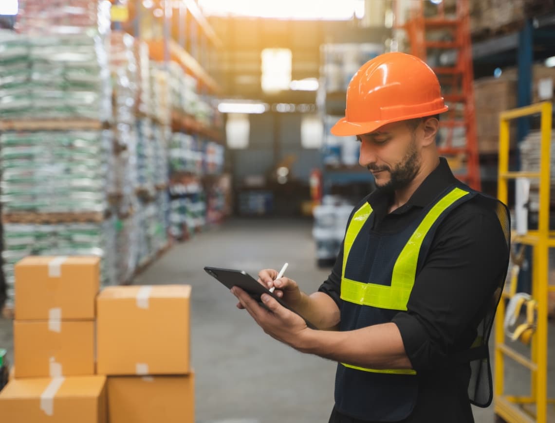 Man analizing supply data